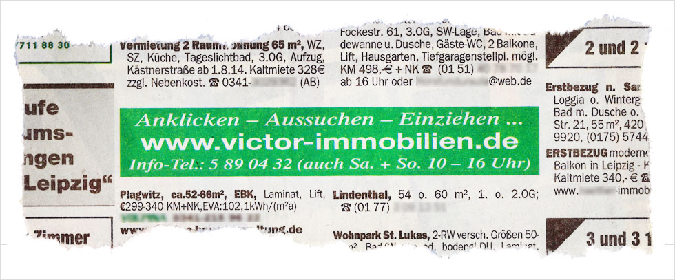 Immobilienmakler in Leipzig: Anzeigen in der Tagespresse